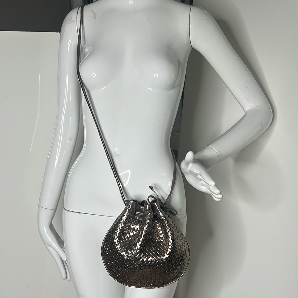 Stephane Kelian Bronze Metallic Woven Drawstring Crossbody